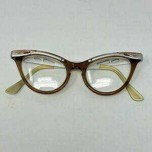 Vtg Bausch & Lomb Cat Eye Glasses Aluminum 4 1/4 - 5 1/2 B&L 4618 FRAME ONLY